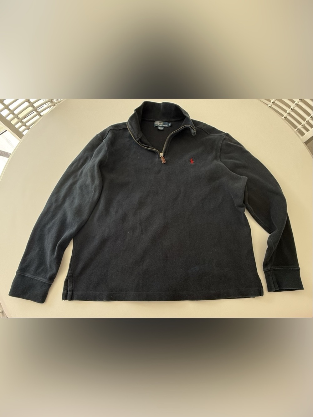 Polo Ralph Lauren Cotton Half-Zip Pullover Black Large